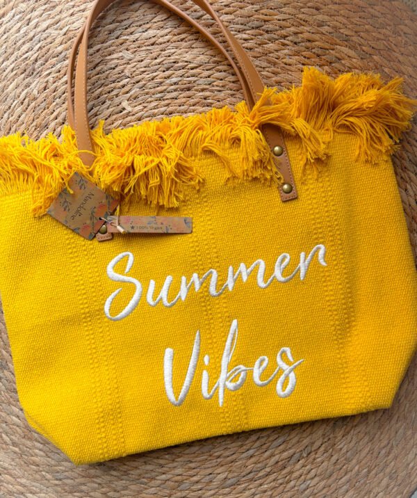 Sac Cabas Plage Jaune Neuf – Image 3