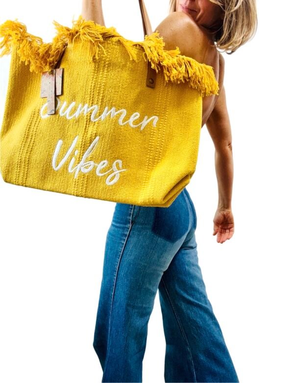 Sac Cabas Plage Jaune Neuf – Image 8