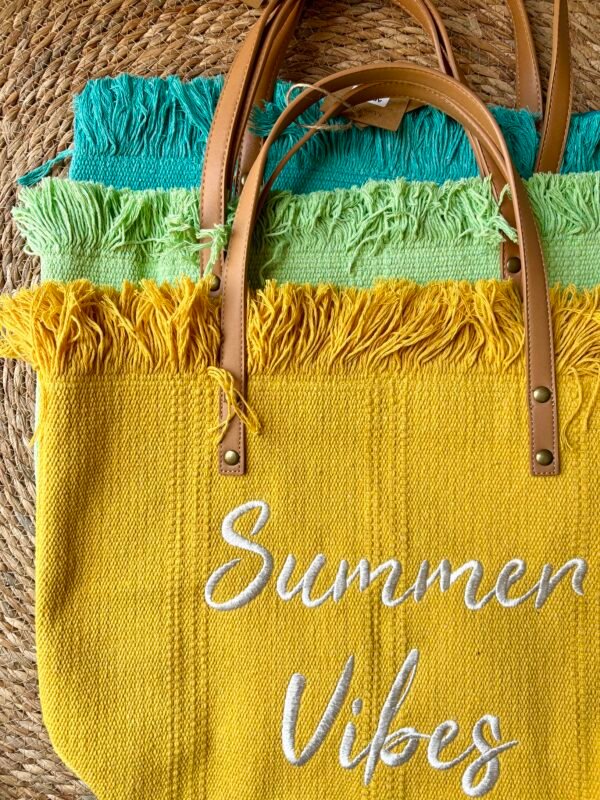 Sac Cabas Plage Jaune Neuf – Image 4